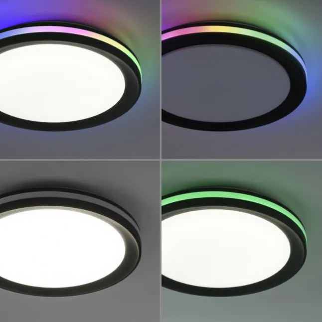 LED Deckenleuchte rund Multicolor schwarz dimmbar Fernbedienung RGB+CCT