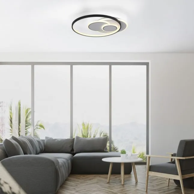 LED Deckenleuchte rund schwarz weiß schaltbar warmweiß Licht