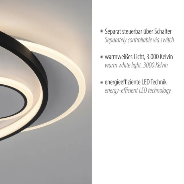 LED Deckenleuchte rund schwarz weiß schaltbar warmweiß Licht