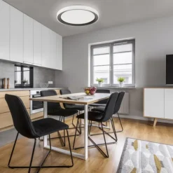 LED Deckenleuchte, rund, schwarz, Smart Home, Farbwechselmodus, dimmbar
