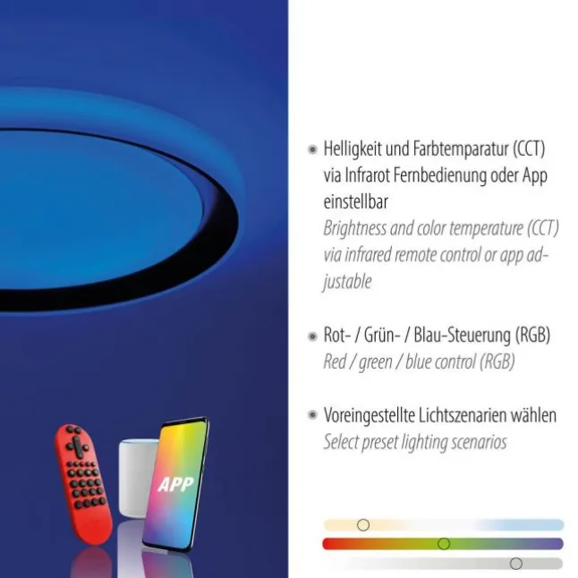 LED Deckenleuchte, rund, schwarz, Smart Home, Farbwechselmodus, dimmbar