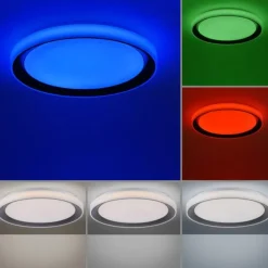 LED Deckenleuchte, rund, schwarz, Smart Home, Farbwechselmodus, dimmbar