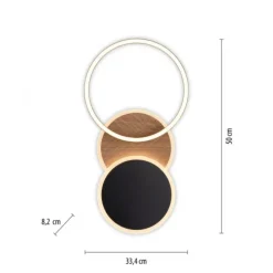 LED Deckenleuchte rund schwarz mit Holzdekor schwenkbar modern