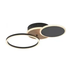 LED Deckenleuchte rund schwarz mit Holzdekor schwenkbar modern