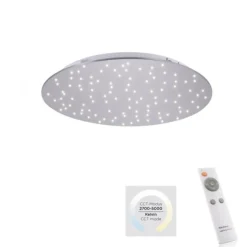 LED Deckenleuchte, rund, stahlfarben, CCT, dimmbar, Ø 48cm, Fernbedienung