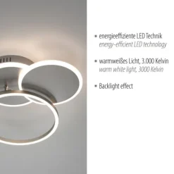 LED-Deckenleuchte, rund, stahlfarben, 42x34cm
