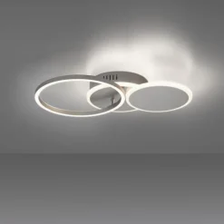 LED-Deckenleuchte, rund, stahlfarben, 42x34cm