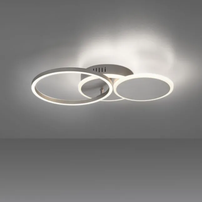 LED-Deckenleuchte, rund, stahlfarben, 42x34cm