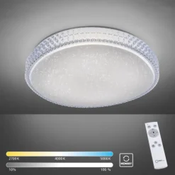 LED-Deckenleuchte, rund, Sternenhimmeloptik, CCT, Ø 60cm, Kristallrand