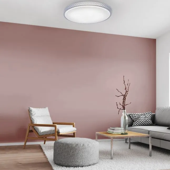LED-Deckenleuchte, rund, Sternenhimmeloptik, CCT, Ø 60cm, Kristallrand