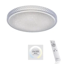 LED-Deckenleuchte, rund, Sternenhimmeloptik, CCT, Ø 60cm, Kristallrand