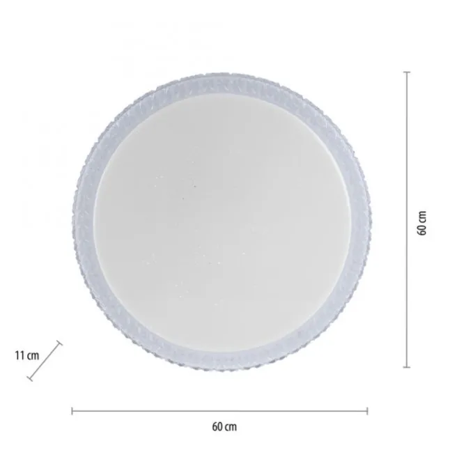 LED-Deckenleuchte, rund, Sternenhimmeloptik, CCT, Ø 60cm, Kristallrand