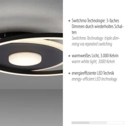 LED Deckenleuchte rund Switchmo schwarz 3 Stufen Dimmung modern