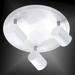 LED-Deckenleuchte, rund, weiß, 3 verstellbare Leuchtköpfe, warmweiß, modern