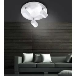 LED-Deckenleuchte, rund, weiß, 3 verstellbare Leuchtköpfe, warmweiß, modern