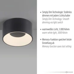 LED Deckenleuchte schwarz D=16cm dimmbar SymplyDim Spot