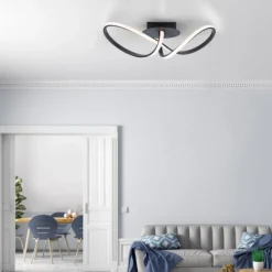 LED-Deckenleuchte, schwarz, dimmbar, IP20, Innenleuchte