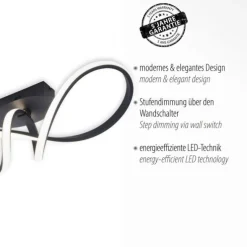 LED-Deckenleuchte, schwarz, dimmbar, IP20, Innenleuchte