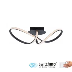 LED-Deckenleuchte, schwarz, dimmbar, IP20, Innenleuchte