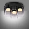 LED Deckenleuchte schwarz dimmbar in 3 Stufen Rauchglas Schlafzimmer