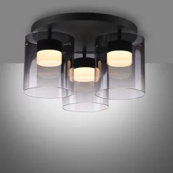 LED Deckenleuchte schwarz dimmbar in 3 Stufen Rauchglas Schlafzimmer