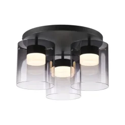LED Deckenleuchte schwarz dimmbar in 3 Stufen Rauchglas Schlafzimmer