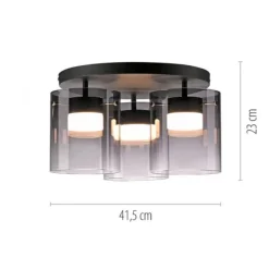 LED Deckenleuchte schwarz dimmbar in 3 Stufen Rauchglas Schlafzimmer