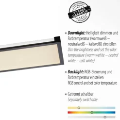 LED Deckenleuchte, schwarz, dimmbar, Fernbedienung, Memory