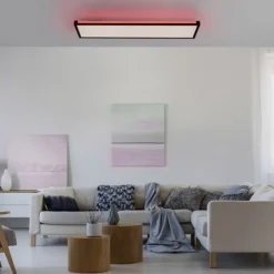 LED Deckenleuchte, schwarz, dimmbar, Fernbedienung, Memory