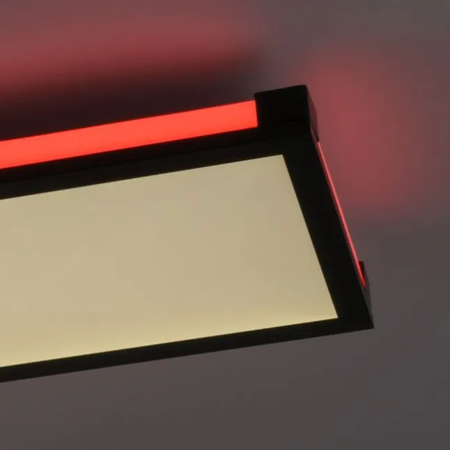 LED Deckenleuchte, schwarz, dimmbar, Fernbedienung, Memory