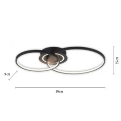 LED Deckenleuchte schwarz drehbar rund Lichtring getrennt schaltbar