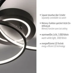 LED Deckenleuchte schwarz drehbar rund Lichtring getrennt schaltbar