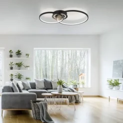 LED Deckenleuchte schwarz drehbar rund Lichtring getrennt schaltbar