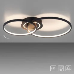 LED Deckenleuchte schwarz drehbar rund Lichtring getrennt schaltbar