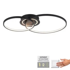 LED Deckenleuchte schwarz drehbar rund Lichtring getrennt schaltbar