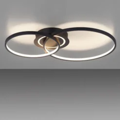 LED Deckenleuchte schwarz drehbar rund Lichtring getrennt schaltbar