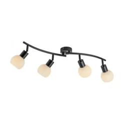 LED Deckenleuchte schwarz 4 flammig schwenkbar Opalglas Spots Schlafzimmer Flur