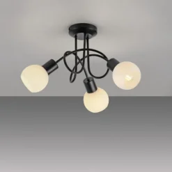 LED Deckenleuchte schwarz 3 flammig Opalglas Wohnraumleuchte