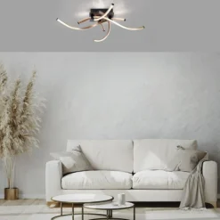 LED Deckenleuchte schwarz gold stufenlos dimmbar Memoryfunktion geschwungen