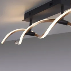 LED Deckenleuchte schwarz gold dimmbar geschwungen Memoryfunktion
