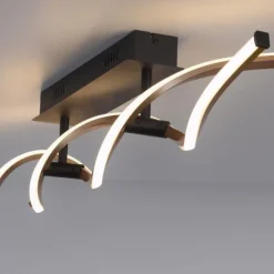 LED Deckenleuchte schwarz gold dimmbar geschwungen Memoryfunktion