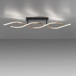 LED Deckenleuchte schwarz gold dimmbar geschwungen Memoryfunktion