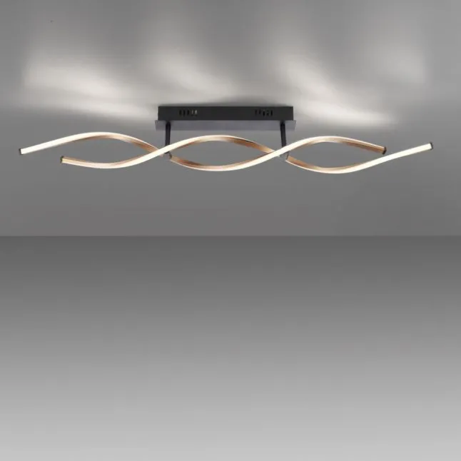 LED Deckenleuchte schwarz gold dimmbar geschwungen Memoryfunktion