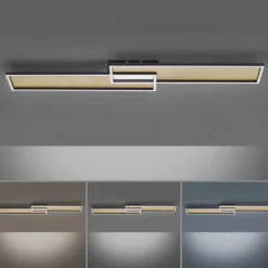 LED Deckenleuchte, schwarz-gold, modernes Design, dimmbar, Fernbedienung