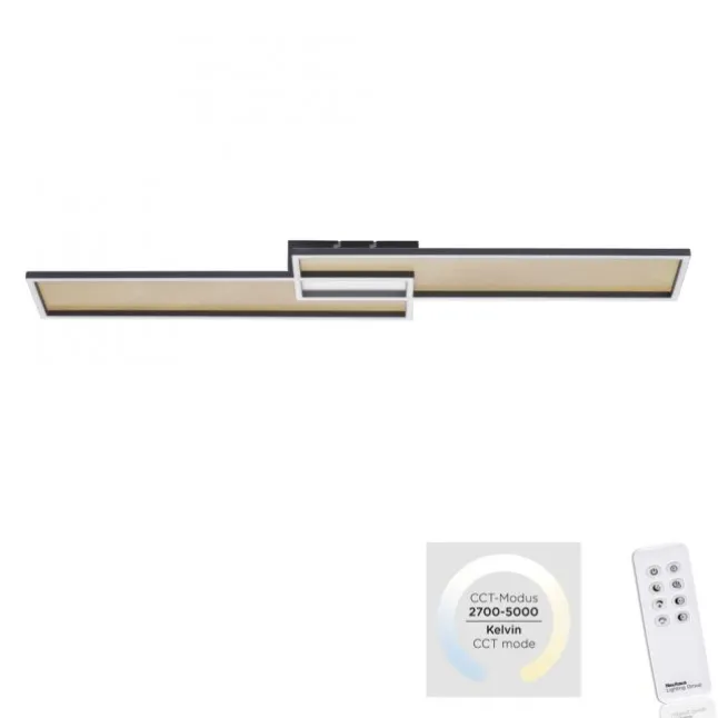 LED Deckenleuchte, schwarz-gold, modernes Design, dimmbar, Fernbedienung