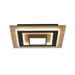LED Deckenleuchte schwarz Holzoptik mit Metall getrennt schaltbar