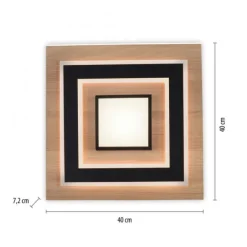 LED Deckenleuchte schwarz Holzoptik mit Metall getrennt schaltbar