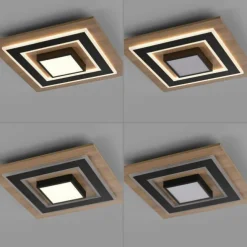 LED Deckenleuchte schwarz Holzoptik mit Metall getrennt schaltbar