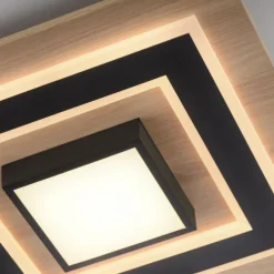 LED Deckenleuchte schwarz Holzoptik mit Metall getrennt schaltbar