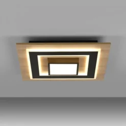 LED Deckenleuchte schwarz Holzoptik mit Metall getrennt schaltbar